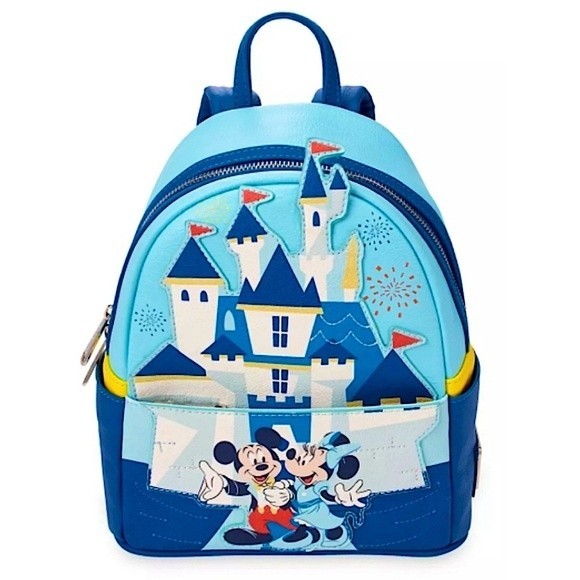 NWT Loungefly Disney Parks 65th Anniversary Mickey Minnie Castle Mini Backpack - Picture 1 of 7